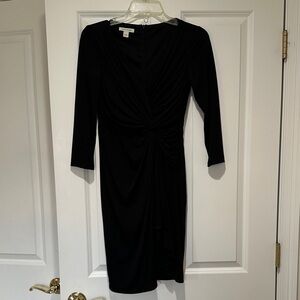 Boston Proper 3/4 Sleeve Black Ruched Dress